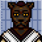 Icon of an anthropomorphic jaguar in vestments.