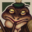 Icon of an anthropomorphic frog blowing bagpipes.