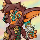 Icon of a Dungeons and Dragons Bugbear with their Pseudodragon familiar in one hand.