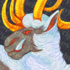 Icon of an anthropomorphic Tytron with golden horns, white feathery integument, and upward-pointing tusks.